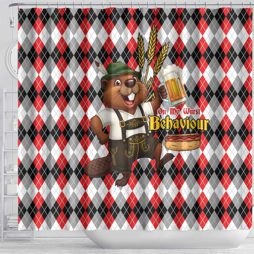 Oktoberfest Beaver Shower Curtain On My Wurst Behaviour - Wonder Print Shop