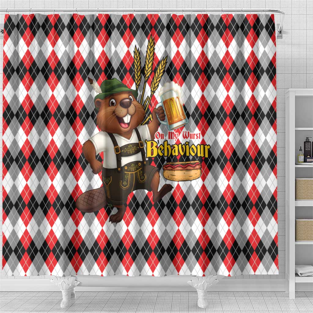 Oktoberfest Beaver Shower Curtain On My Wurst Behaviour - Wonder Print Shop