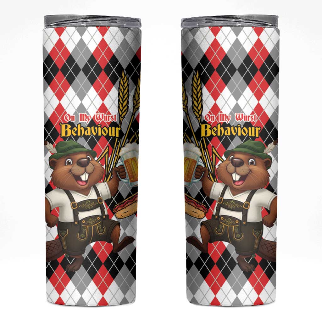 Oktoberfest Beaver Skinny Tumbler On My Wurst Behaviour - Wonder Print Shop