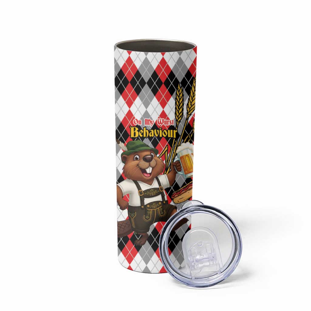 Oktoberfest Beaver Skinny Tumbler On My Wurst Behaviour - Wonder Print Shop