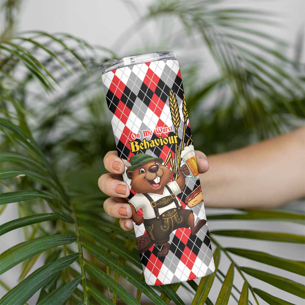 Oktoberfest Beaver Skinny Tumbler On My Wurst Behaviour - Wonder Print Shop