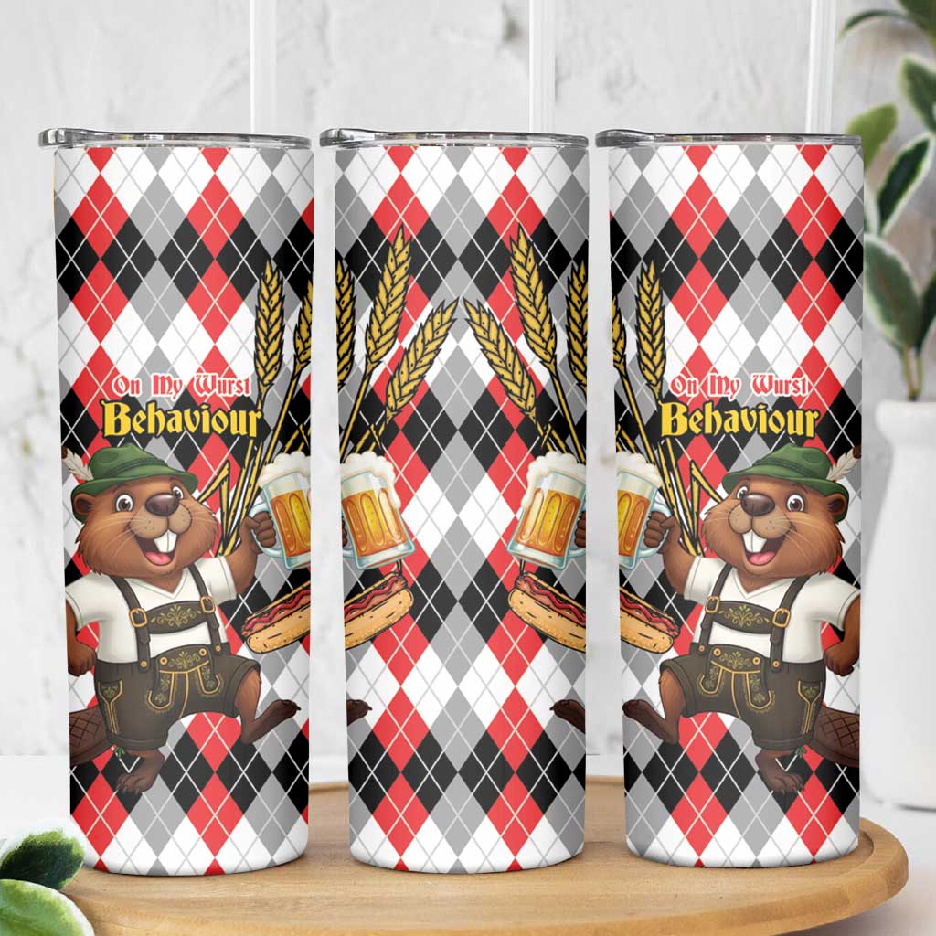 Oktoberfest Beaver Skinny Tumbler On My Wurst Behaviour - Wonder Print Shop