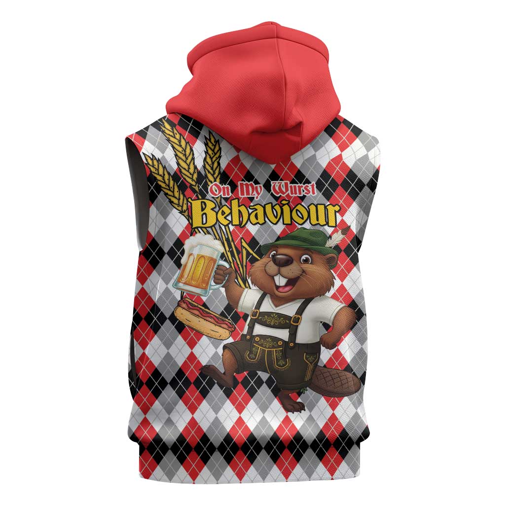 Oktoberfest Beaver Sleeveless Hoodie On My Wurst Behaviour - Wonder Print Shop