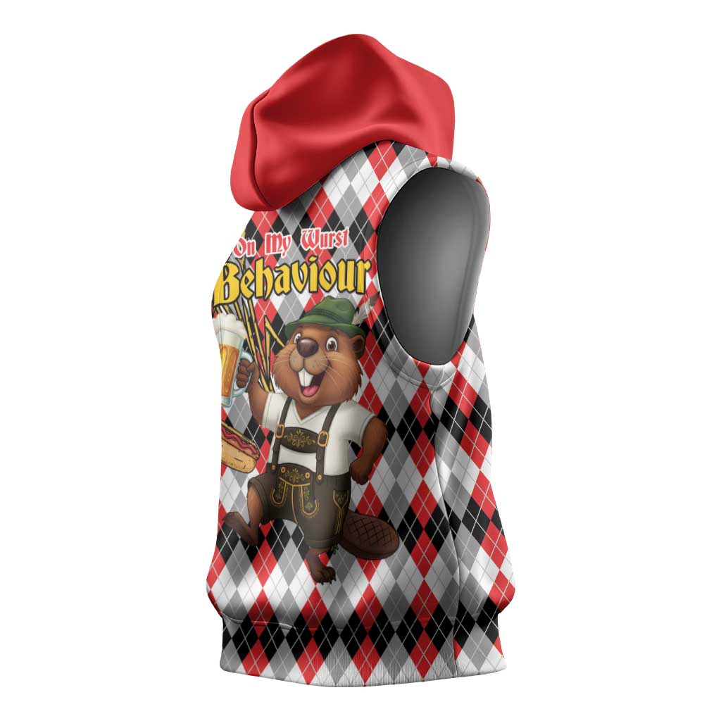 Oktoberfest Beaver Sleeveless Hoodie On My Wurst Behaviour - Wonder Print Shop
