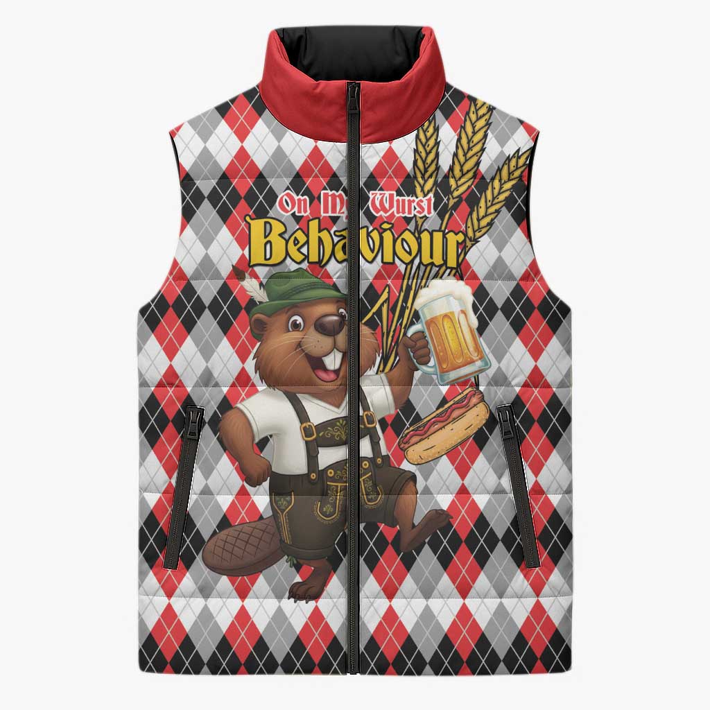 Oktoberfest Beaver Sleeveless Puffer Jacket On My Wurst Behaviour - Wonder Print Shop