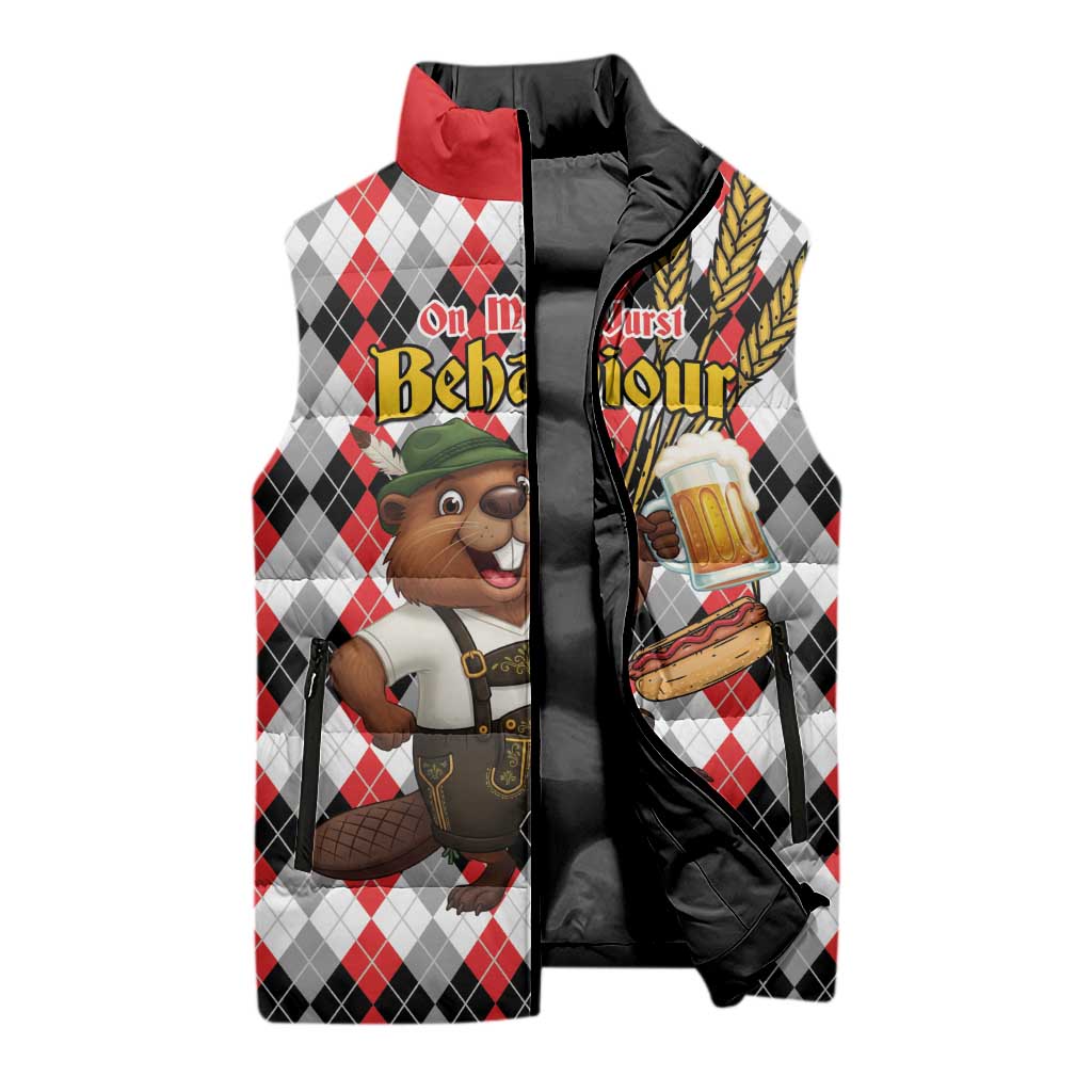 Oktoberfest Beaver Sleeveless Puffer Jacket On My Wurst Behaviour - Wonder Print Shop