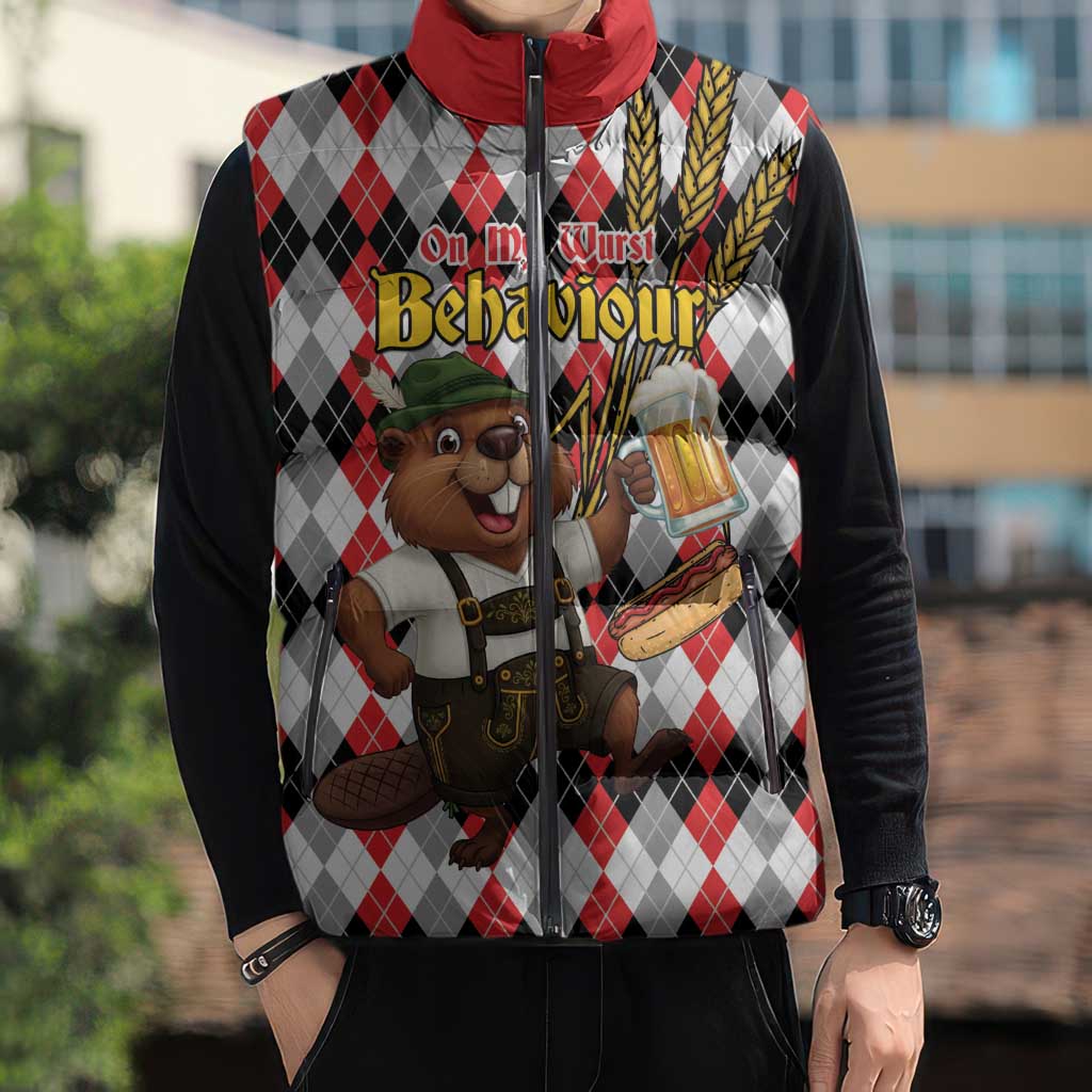 Oktoberfest Beaver Sleeveless Puffer Jacket On My Wurst Behaviour - Wonder Print Shop