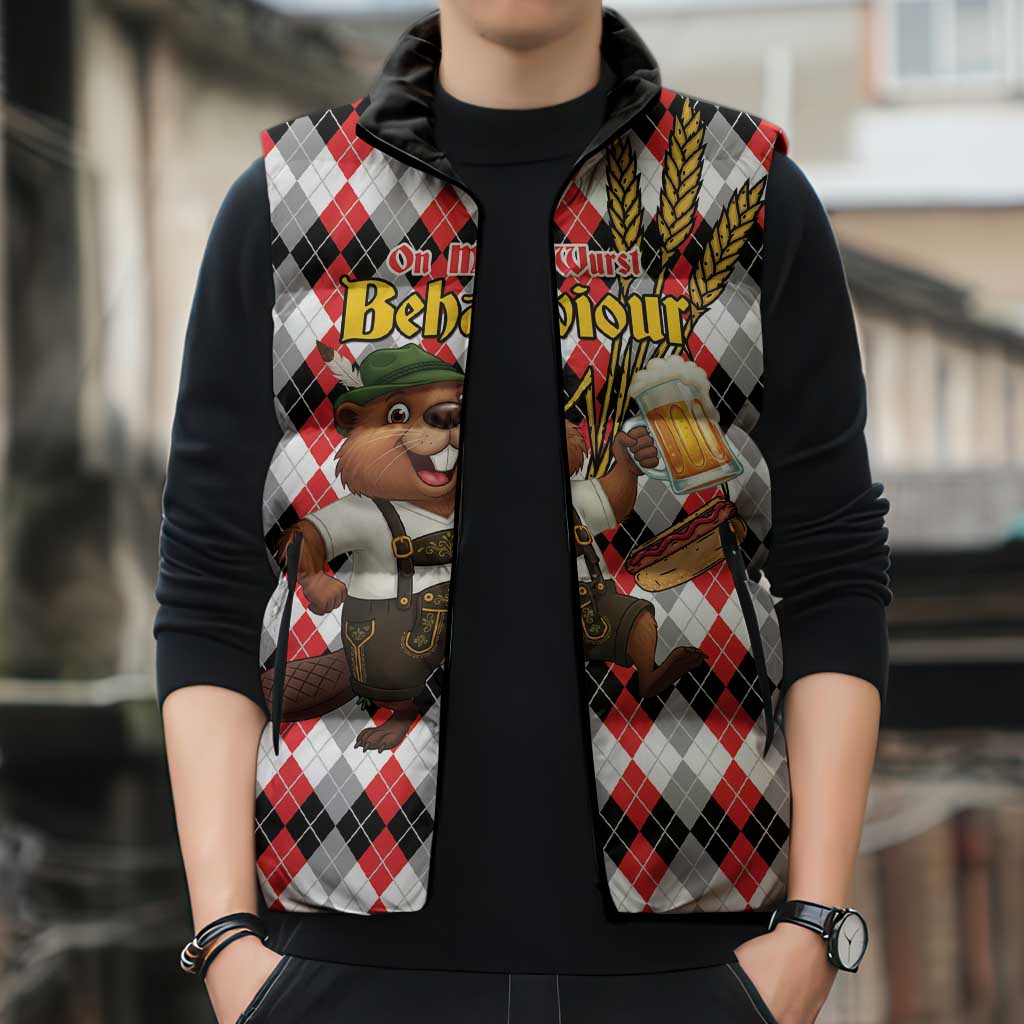 Oktoberfest Beaver Sleeveless Puffer Jacket On My Wurst Behaviour - Wonder Print Shop