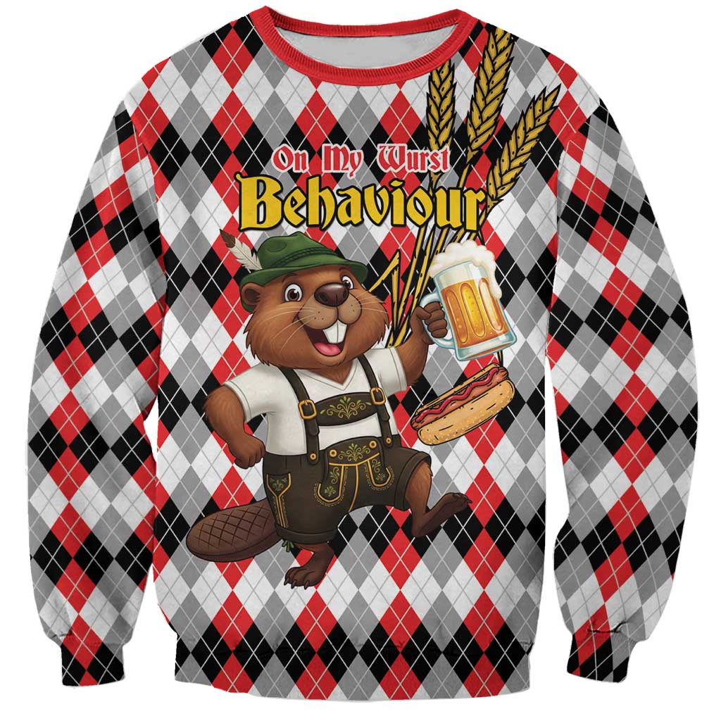 Oktoberfest Beaver Sweatshirt On My Wurst Behaviour - Wonder Print Shop