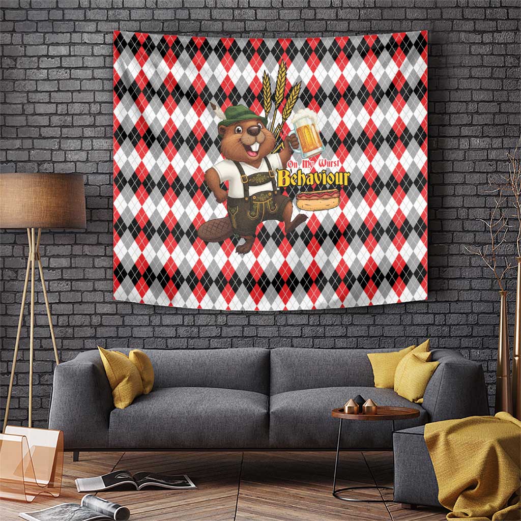 Oktoberfest Beaver Tapestry On My Wurst Behaviour - Wonder Print Shop