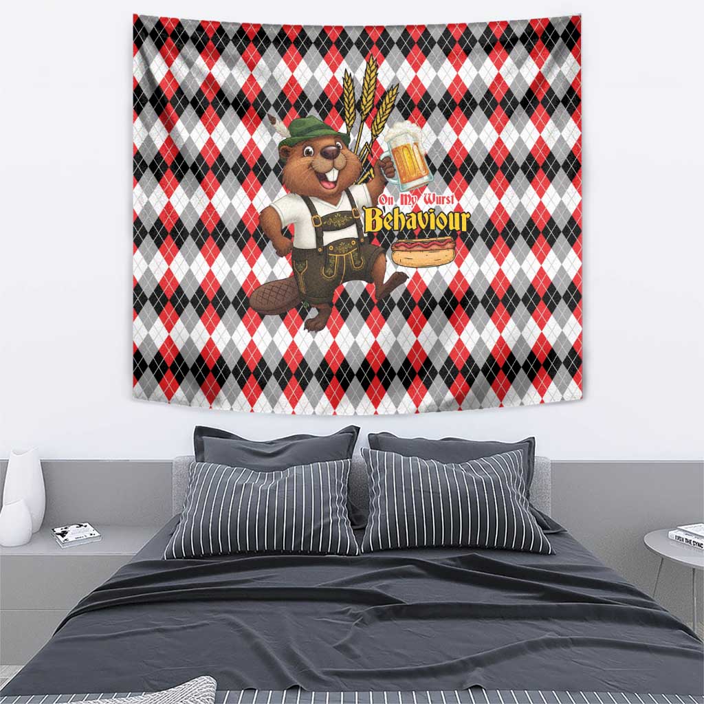 Oktoberfest Beaver Tapestry On My Wurst Behaviour - Wonder Print Shop