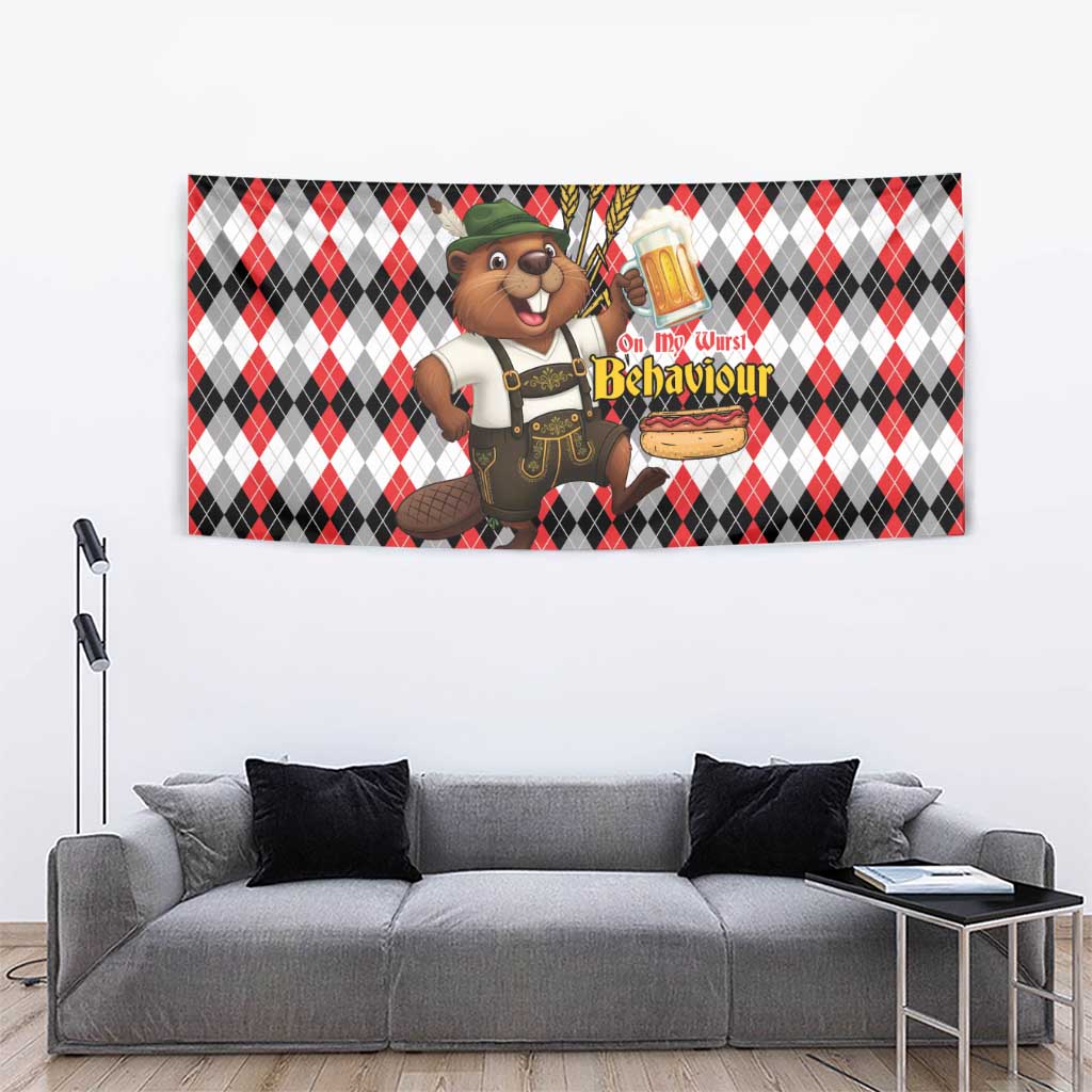 Oktoberfest Beaver Tapestry On My Wurst Behaviour - Wonder Print Shop