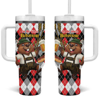 Oktoberfest Beaver Tumbler With Handle On My Wurst Behaviour - Wonder Print Shop