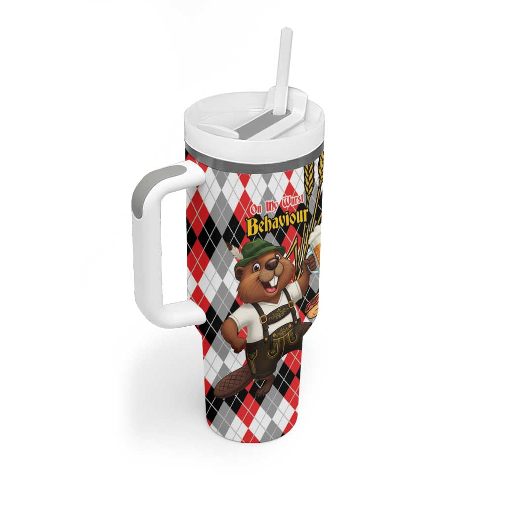 Oktoberfest Beaver Tumbler With Handle On My Wurst Behaviour - Wonder Print Shop