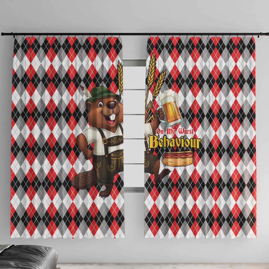 Oktoberfest Beaver Window Curtain On My Wurst Behaviour - Wonder Print Shop