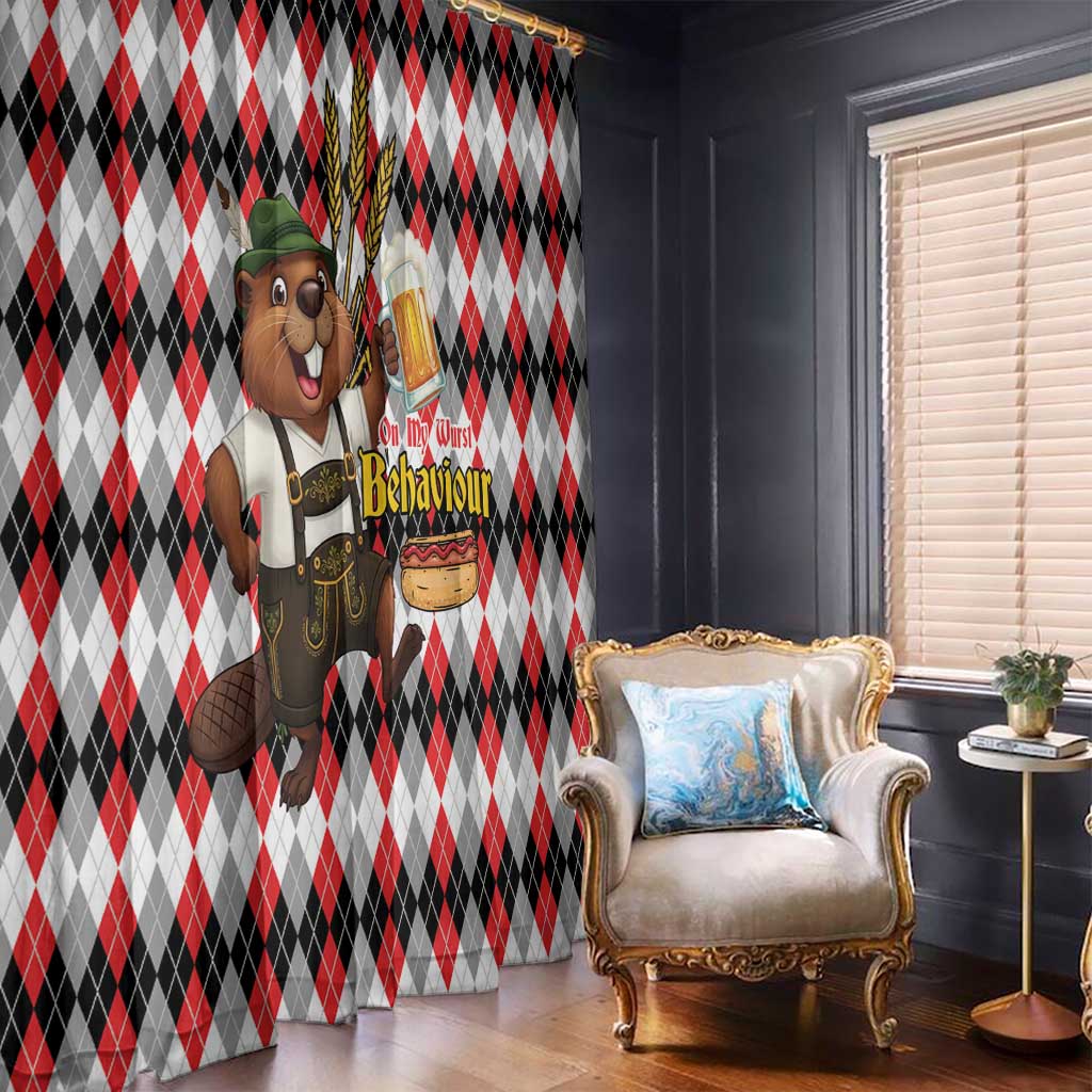 Oktoberfest Beaver Window Curtain On My Wurst Behaviour - Wonder Print Shop