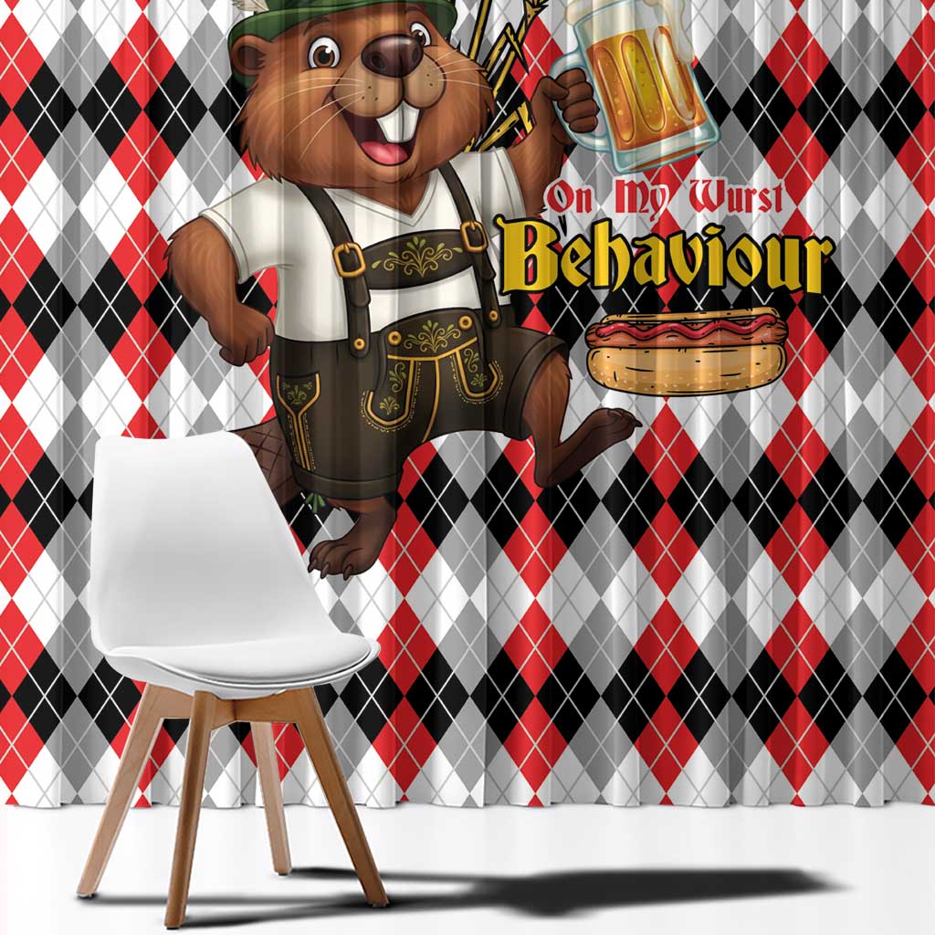 Oktoberfest Beaver Window Curtain On My Wurst Behaviour - Wonder Print Shop
