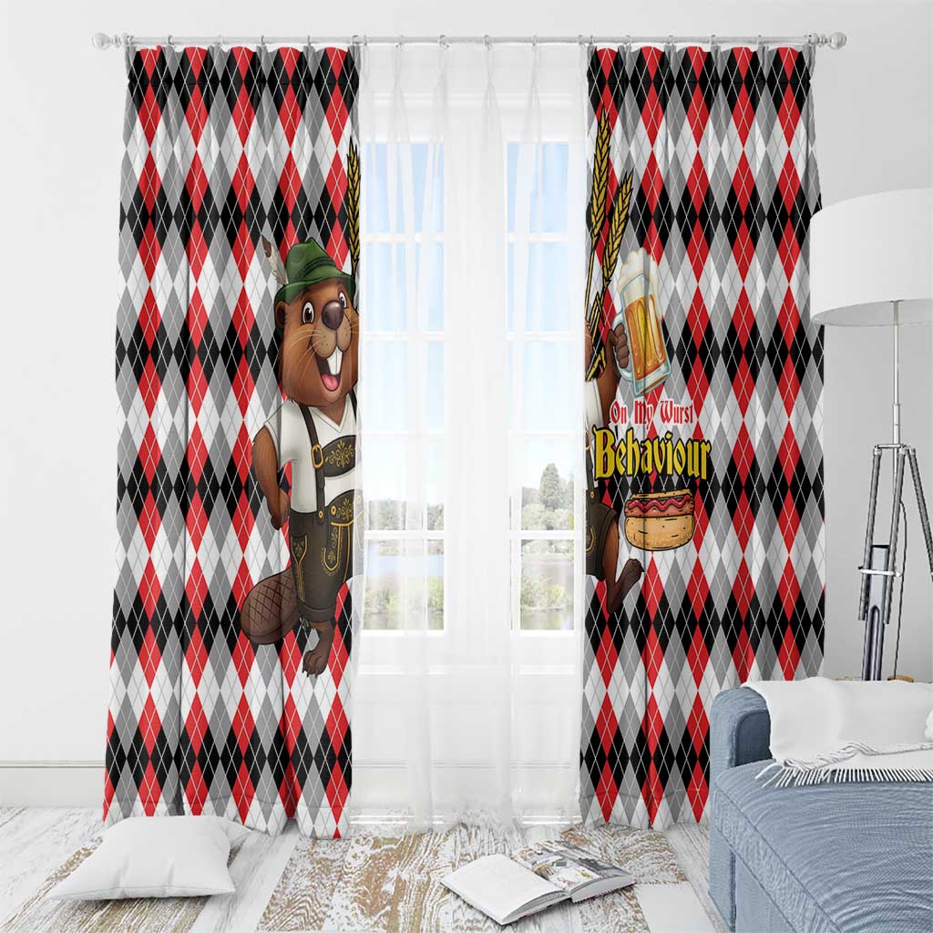 Oktoberfest Beaver Window Curtain On My Wurst Behaviour - Wonder Print Shop