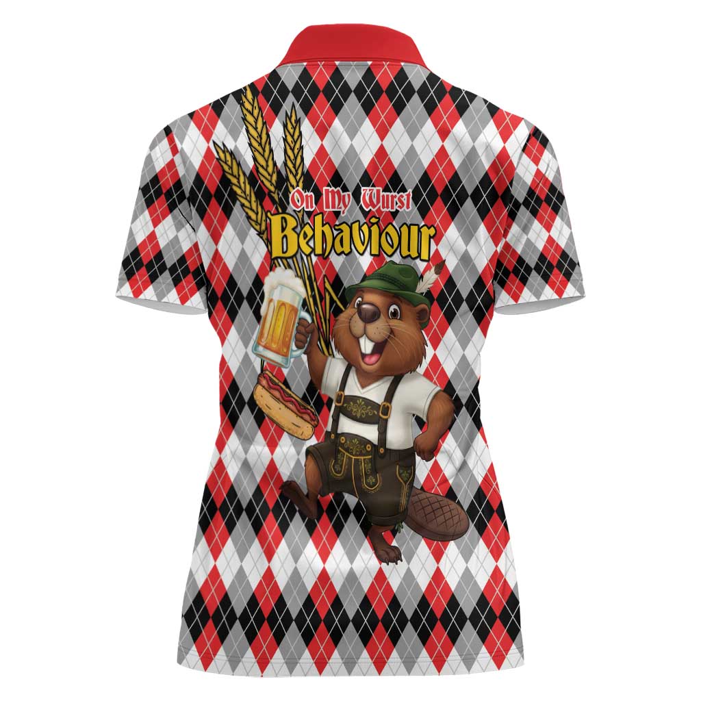 Oktoberfest Beaver Women Polo Shirt On My Wurst Behaviour - Wonder Print Shop