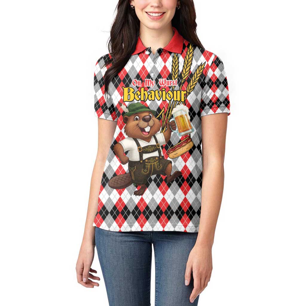 Oktoberfest Beaver Women Polo Shirt On My Wurst Behaviour - Wonder Print Shop