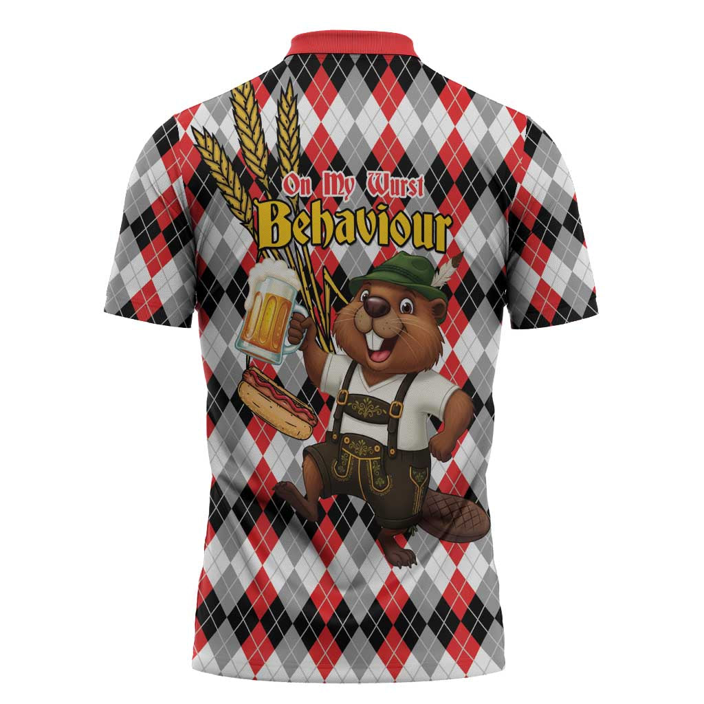 Oktoberfest Beaver Zipper Polo Shirt On My Wurst Behaviour - Wonder Print Shop