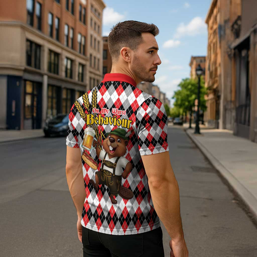 Oktoberfest Beaver Zipper Polo Shirt On My Wurst Behaviour - Wonder Print Shop