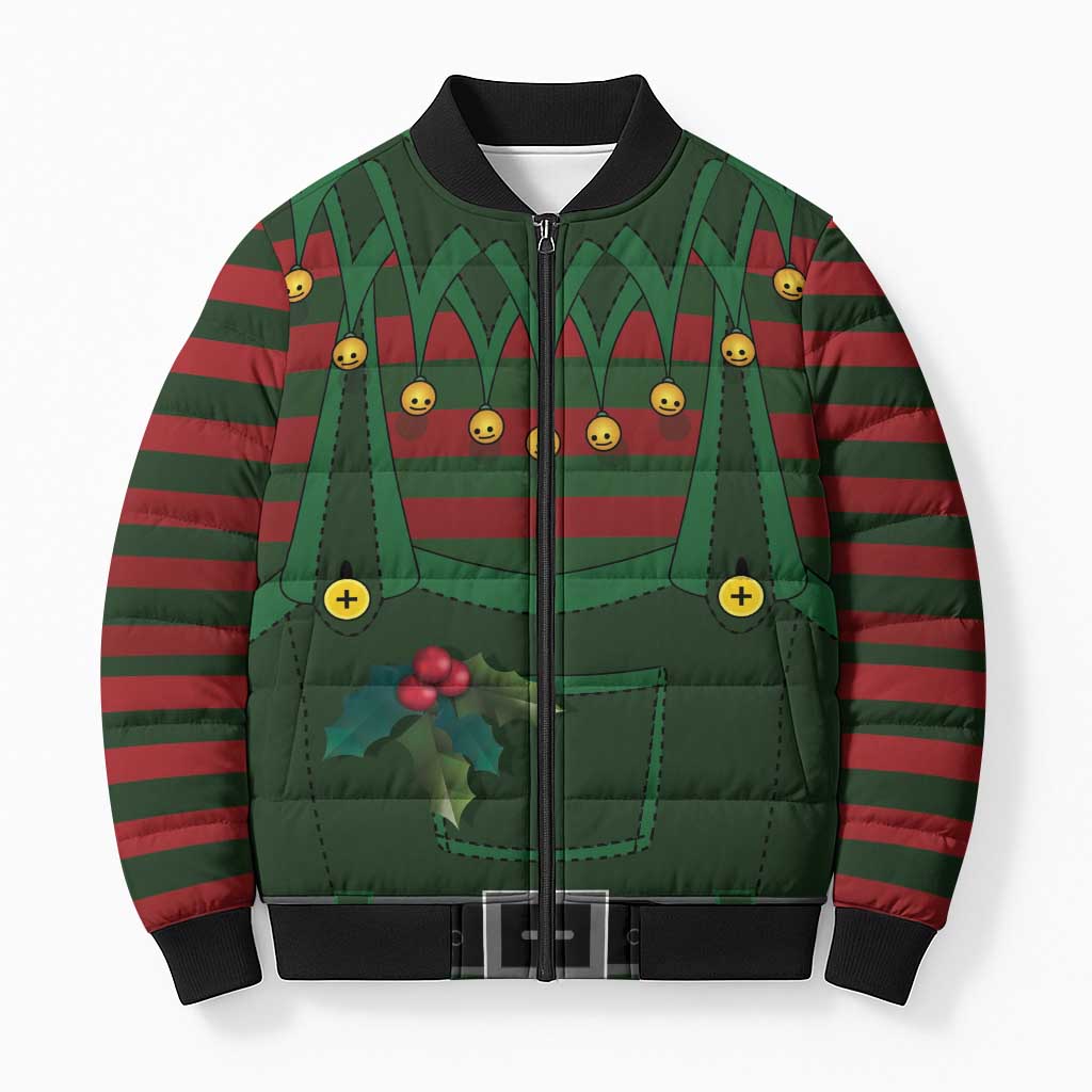 Christmas Elf Costume Bomber Puffer Jacket Santa’s Little Helper Outfit - Wonder Print Shop