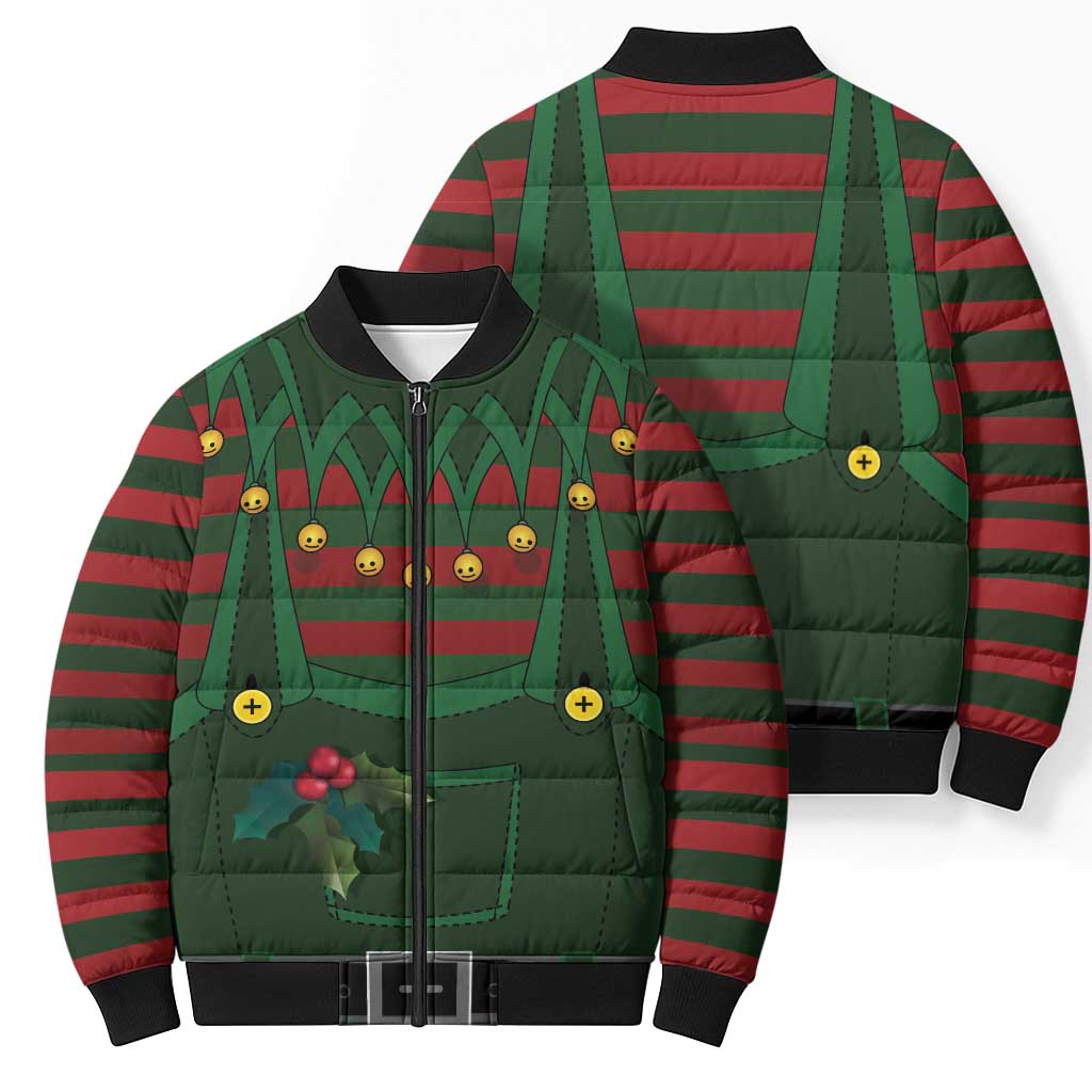 Christmas Elf Costume Bomber Puffer Jacket Santa’s Little Helper Outfit - Wonder Print Shop