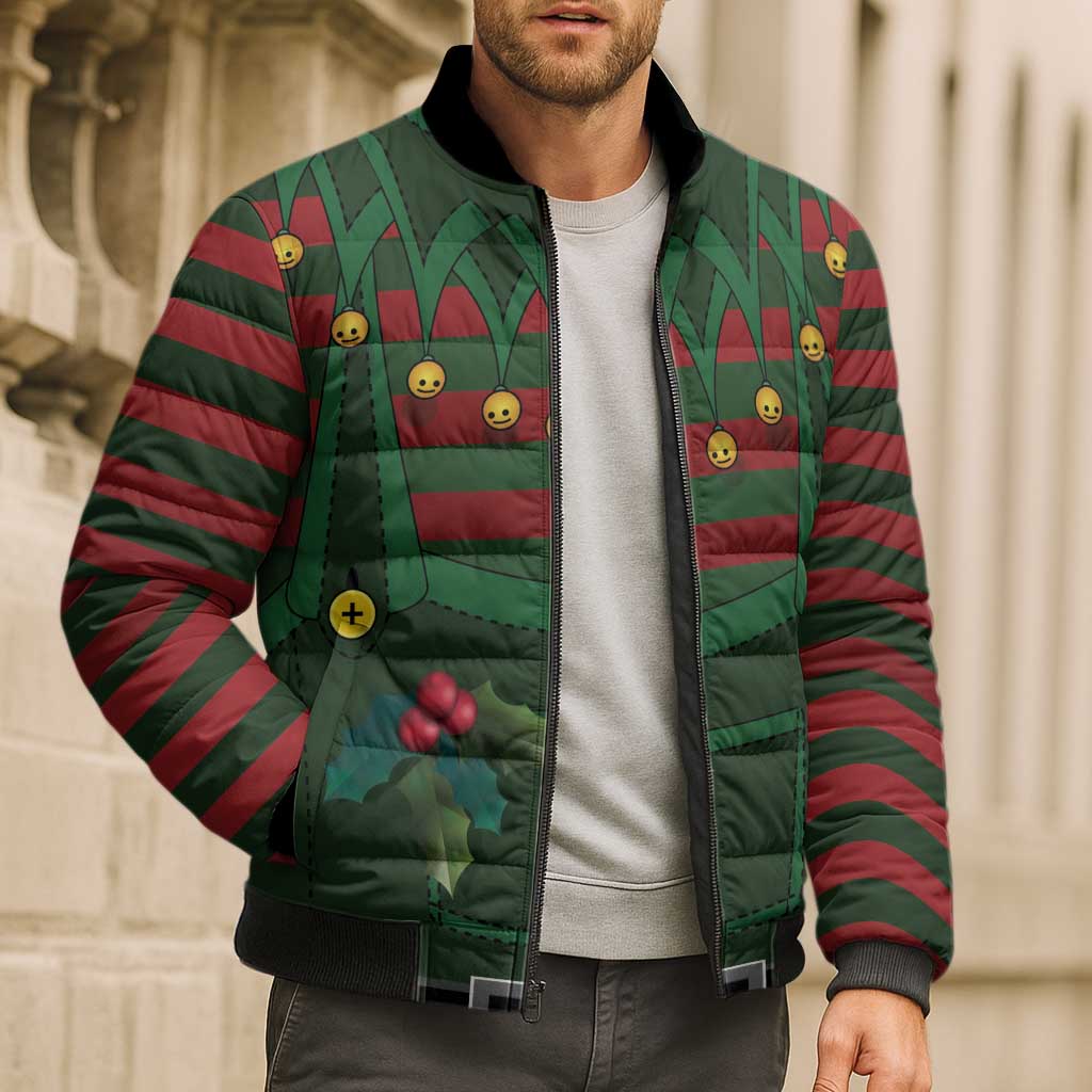 Christmas Elf Costume Bomber Puffer Jacket Santa’s Little Helper Outfit - Wonder Print Shop