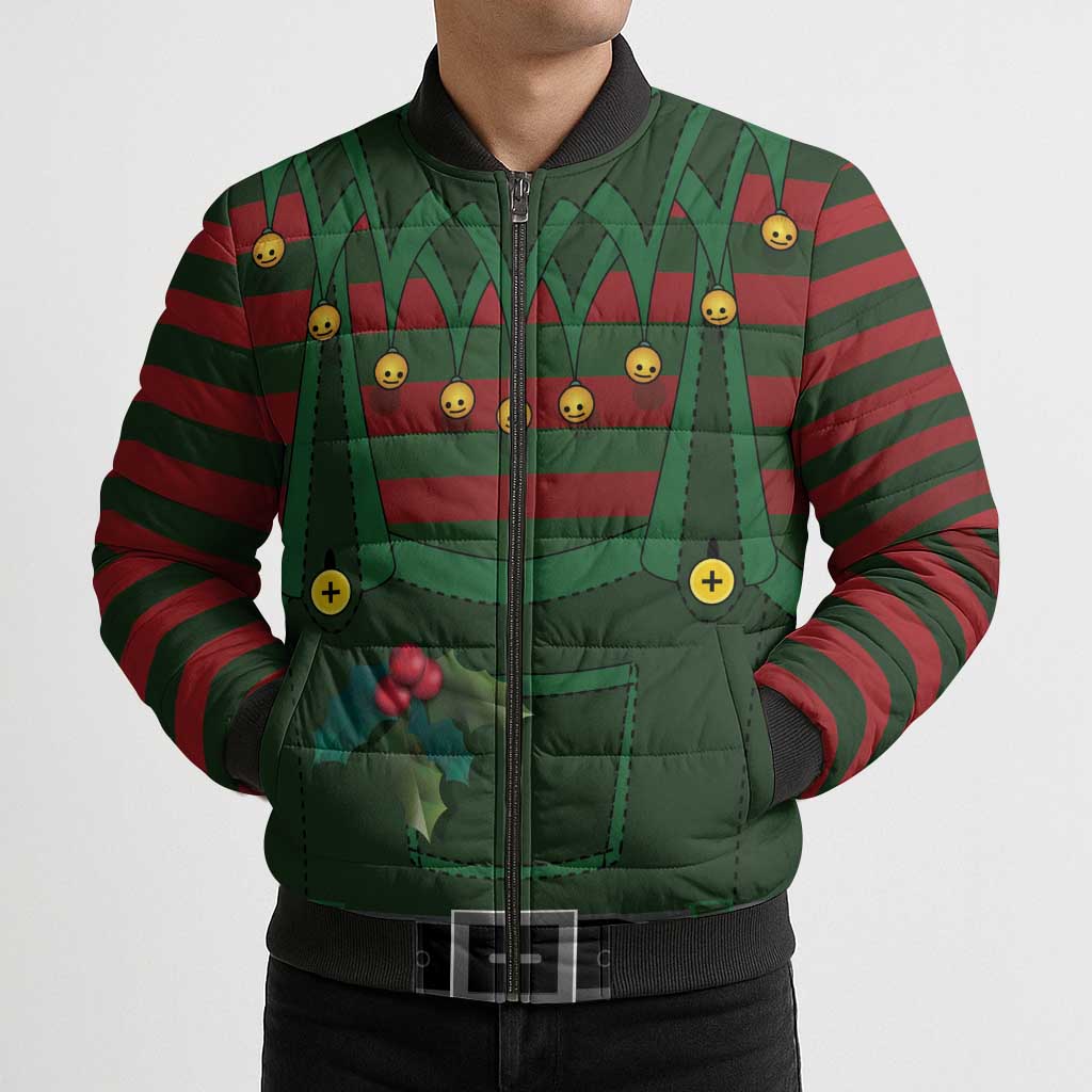 Christmas Elf Costume Bomber Puffer Jacket Santa’s Little Helper Outfit - Wonder Print Shop