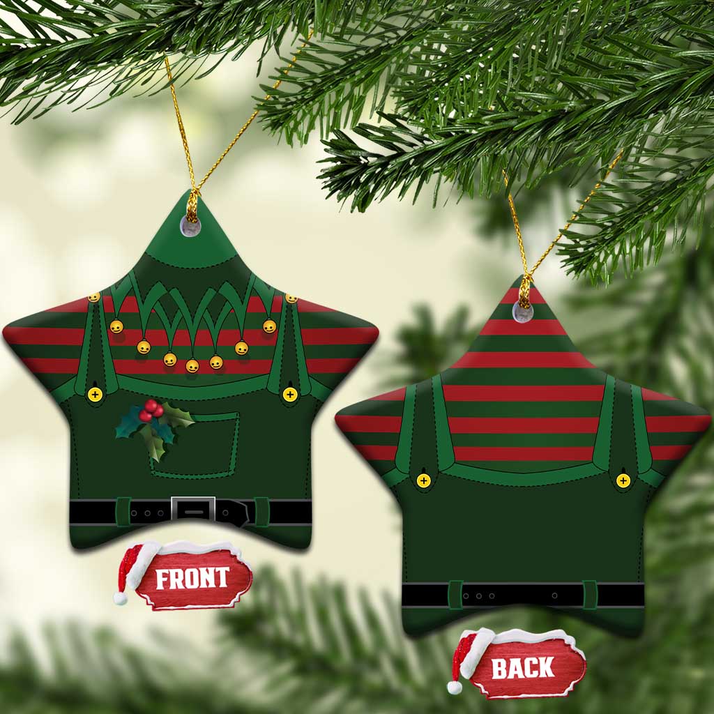 Christmas Elf Costume Ceramic Ornament Santa’s Little Helper Outfit - Wonder Print Shop