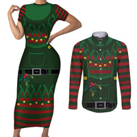 Christmas Elf Costume Couples Matching Short Sleeve Bodycon Dress and Long Sleeve Button Shirt Santa’s Little Helper Outfit - Wonder Print Shop