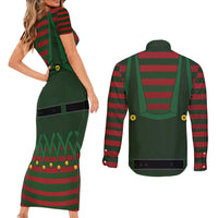 Christmas Elf Costume Couples Matching Short Sleeve Bodycon Dress and Long Sleeve Button Shirt Santa’s Little Helper Outfit - Wonder Print Shop