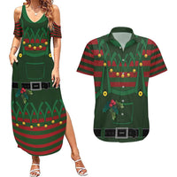 Christmas Elf Costume Couples Matching Summer Maxi Dress and Hawaiian Shirt Santa’s Little Helper Outfit - Wonder Print Shop