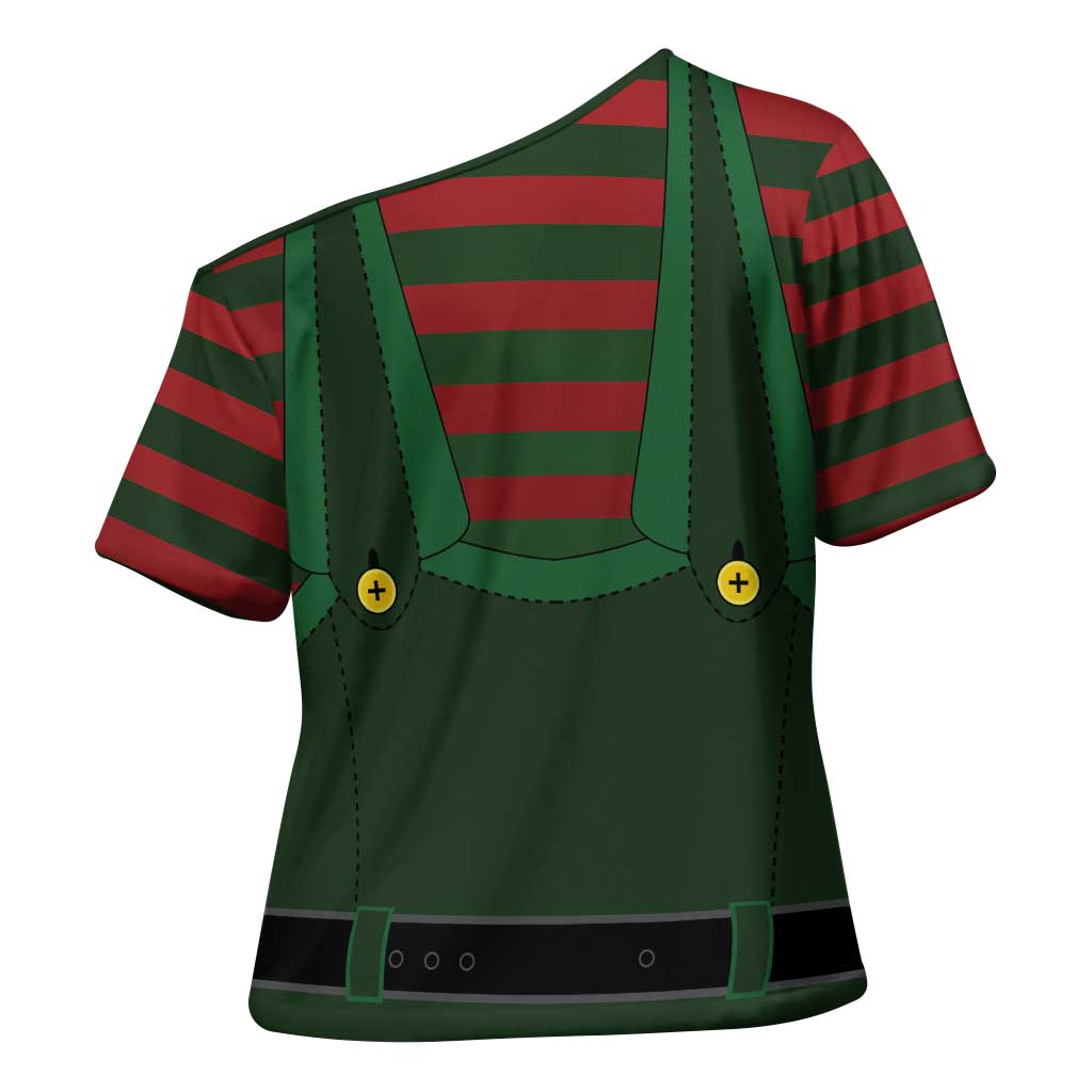 Christmas Elf Costume Cross Shoulder Shirt Santa’s Little Helper Outfit - Wonder Print Shop