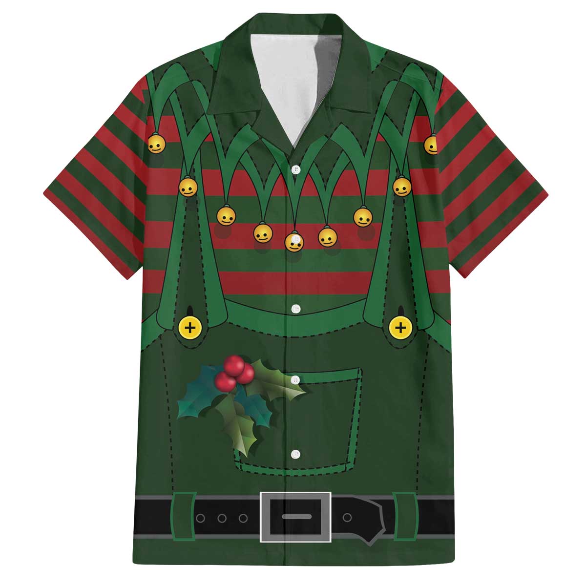 Christmas Elf Costume Family Matching Off The Shoulder Long Sleeve Dress and Hawaiian Shirt Santa’s Little Helper Outfit - Wonder Print Shop
