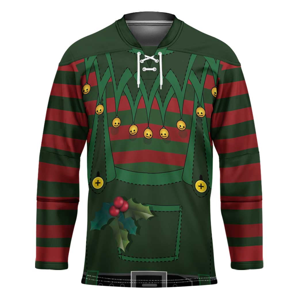Christmas Elf Costume Hockey Jersey Santa’s Little Helper Outfit - Wonder Print Shop