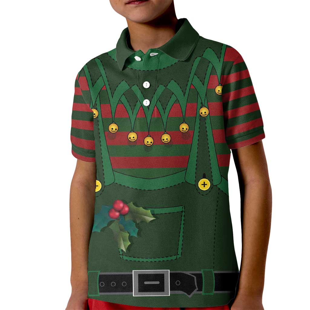 Christmas Elf Costume Kid Polo Shirt Santa’s Little Helper Outfit - Wonder Print Shop