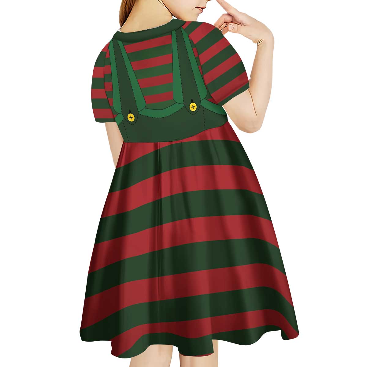 Christmas Elf Costume Kid Short Sleeve Dress Santa’s Little Helper Outfit - Wonder Print Shop