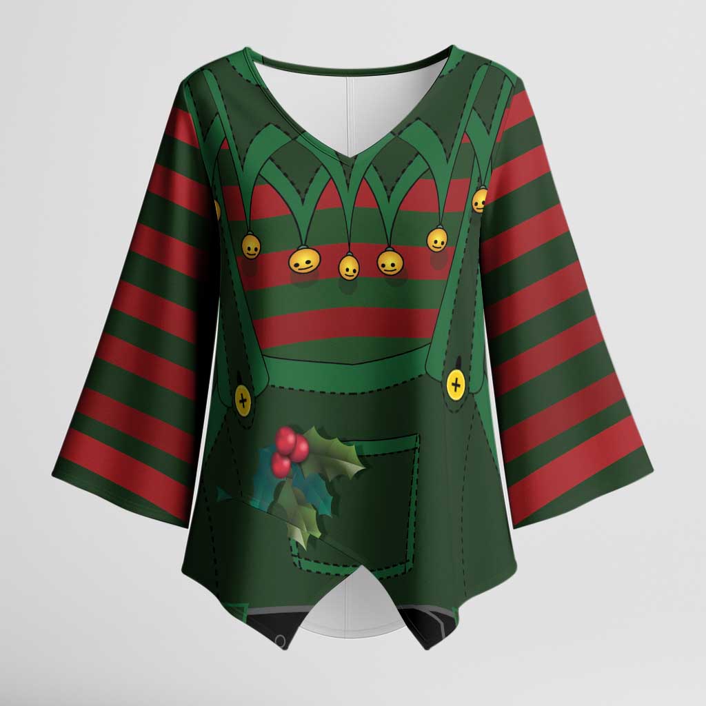 Christmas Elf Costume Kimono Sleeve Blouse Santa’s Little Helper Outfit - Wonder Print Shop