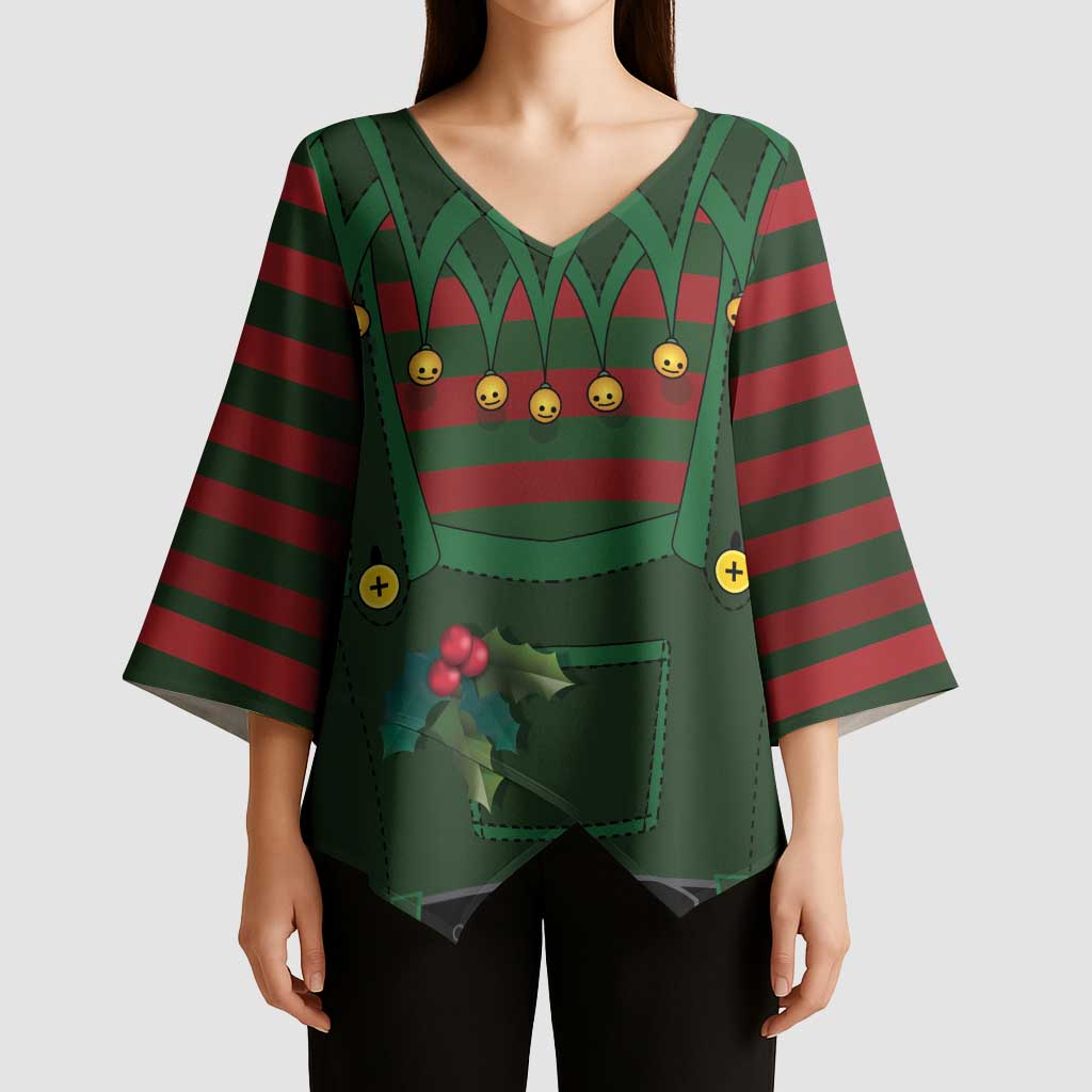 Christmas Elf Costume Kimono Sleeve Blouse Santa’s Little Helper Outfit - Wonder Print Shop