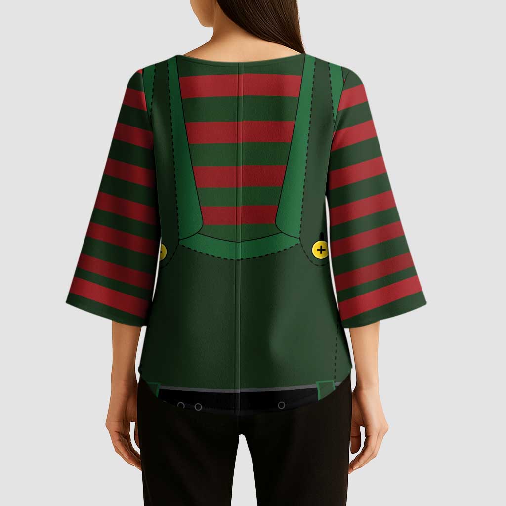 Christmas Elf Costume Kimono Sleeve Blouse Santa’s Little Helper Outfit - Wonder Print Shop