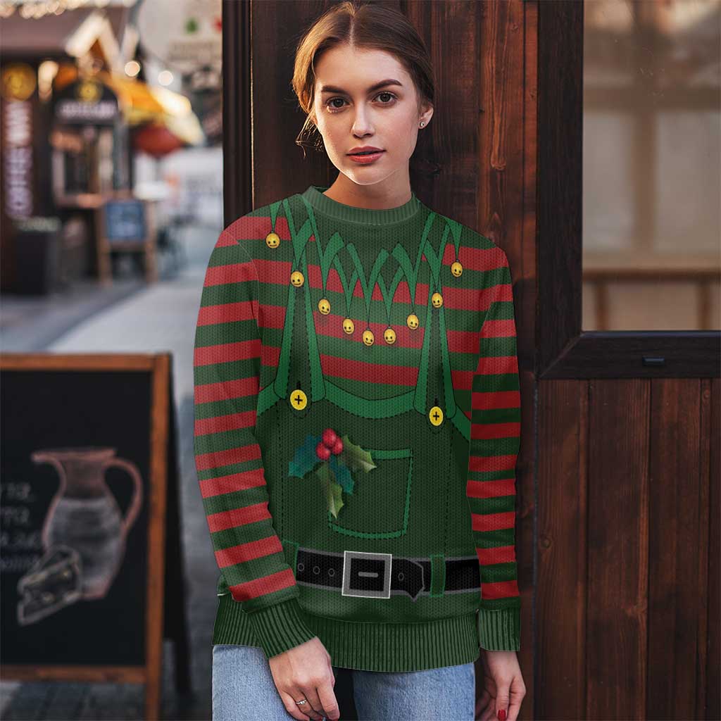 Christmas Elf Costume Ugly Christmas Sweater Santa’s Little Helper Outfit - Wonder Print Shop