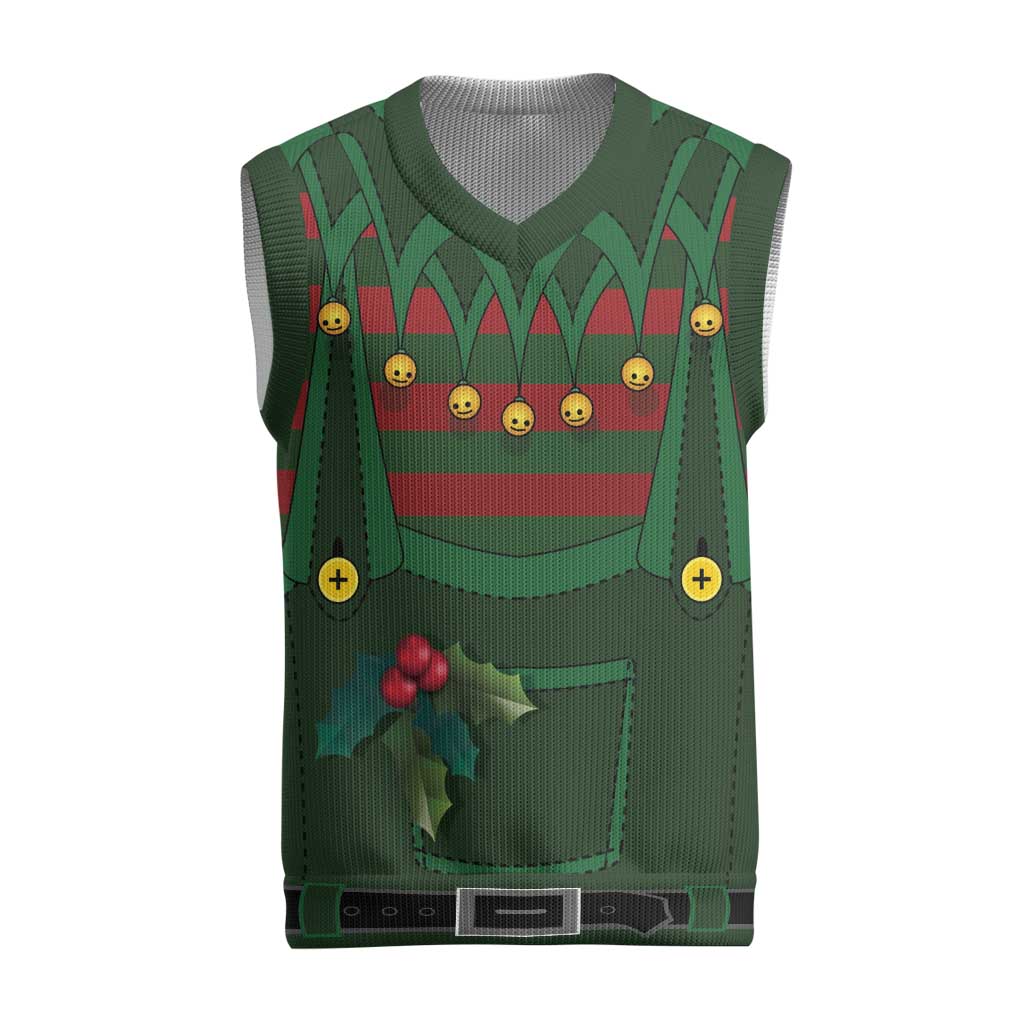 Christmas Elf Costume Christmas Knitted V-Neck Vest Santa’s Little Helper Outfit - Wonder Print Shop