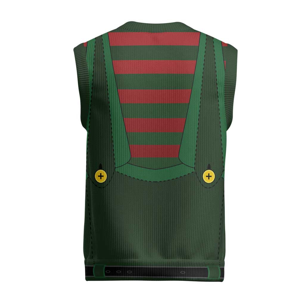 Christmas Elf Costume Christmas Knitted V-Neck Vest Santa’s Little Helper Outfit - Wonder Print Shop