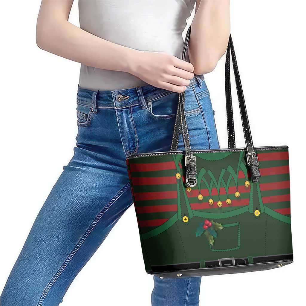 Christmas Elf Costume Leather Tote Bag Santa’s Little Helper Outfit - Wonder Print Shop