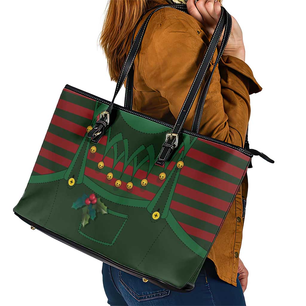 Christmas Elf Costume Leather Tote Bag Santa’s Little Helper Outfit - Wonder Print Shop