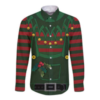 Christmas Elf Costume Long Sleeve Button Shirt Santa’s Little Helper Outfit - Wonder Print Shop