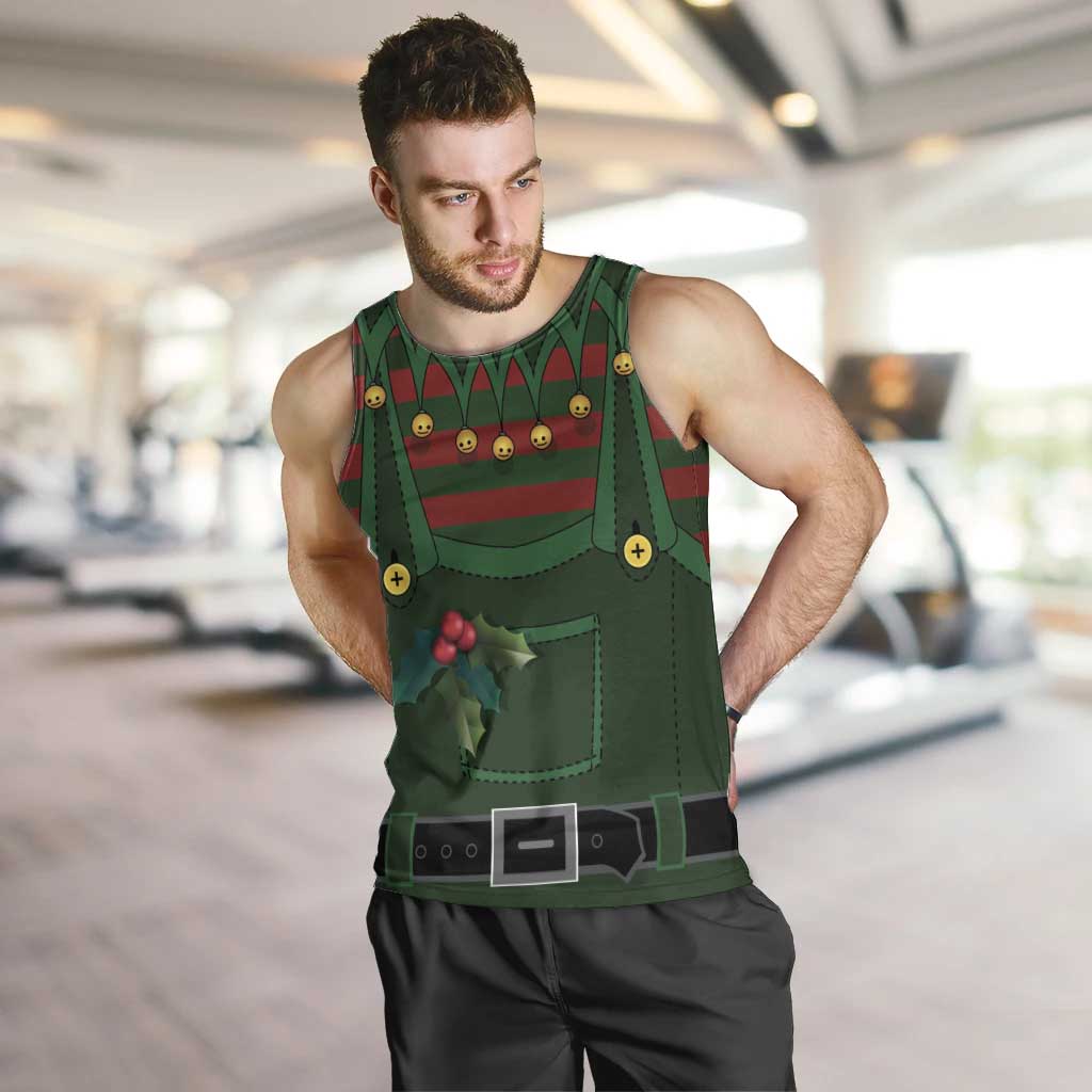 Christmas Elf Costume Men Tank Top Santa’s Little Helper Outfit - Wonder Print Shop