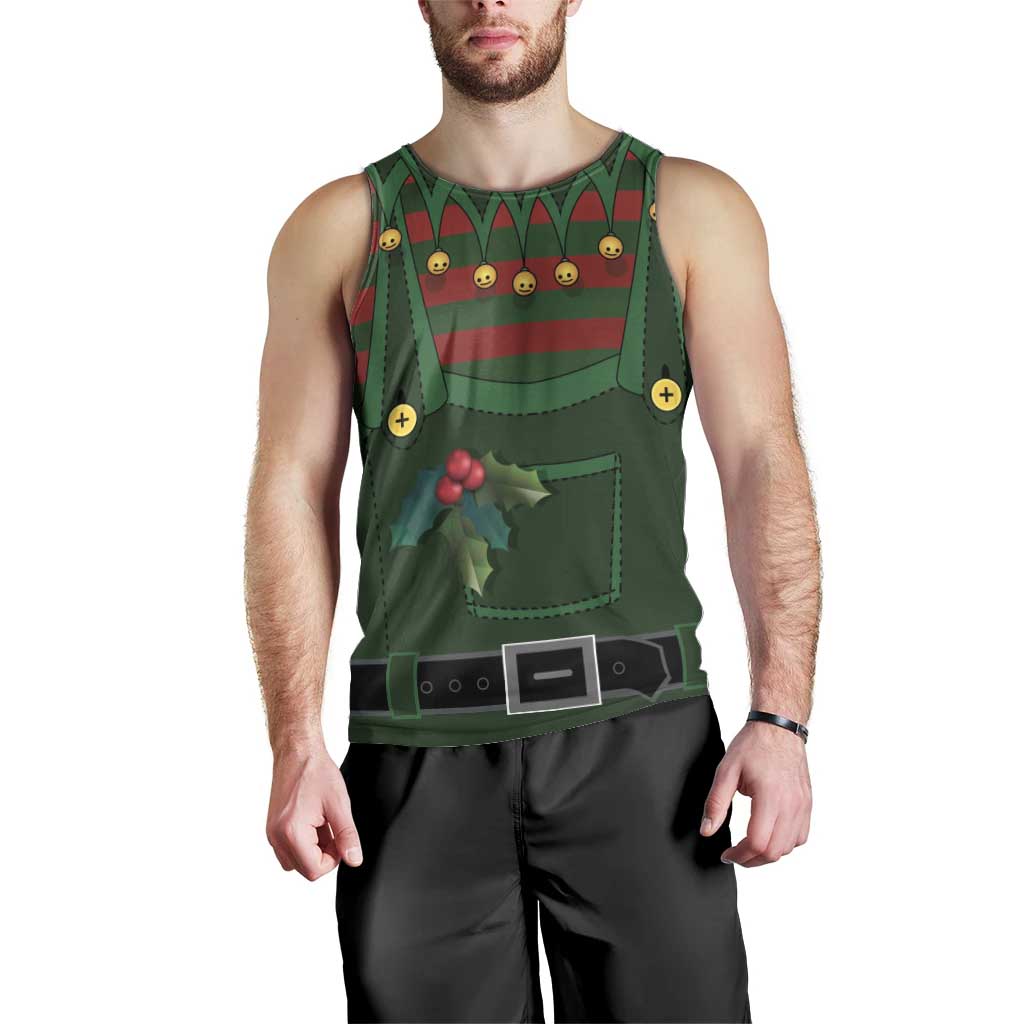 Christmas Elf Costume Men Tank Top Santa’s Little Helper Outfit - Wonder Print Shop